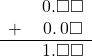 \begin{array}{rr} & \hspace{0.2em}0.\square\square \\ + & \hspace{0.2em}0.\hspace{0.2em}0\square \\ \hline & \hspace{0.2em}1.\square\square \end{array}