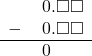  \begin{array}{rr} & \hspace{0.2em}0.\square\square \\ - & \hspace{0.2em}0.\square\square \\ \hline & \hspace{0.2em}0\color{white}.\square\square \\ \end{array}